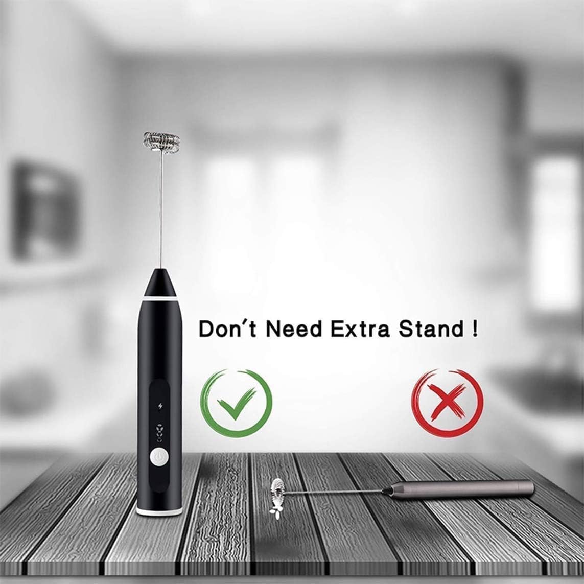 USB Rechargeable 3-Speed Milk Frother with Dual Whisks