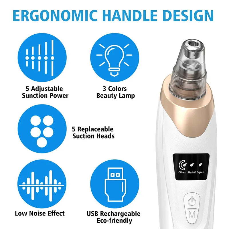 5-in-1 Rechargeable Pore Cleaner | Powerful Blackhead Remover with Derma Suction