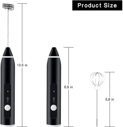 USB Rechargeable 3-Speed Milk Frother with Dual Whisks