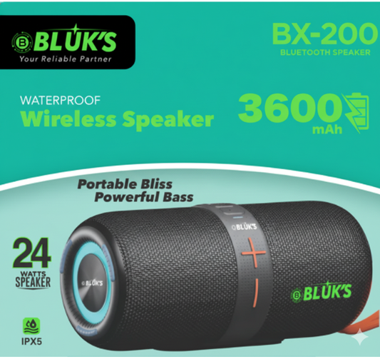 BX-200 Portable Waterproof Bluetooth Speaker – Long Battery Life